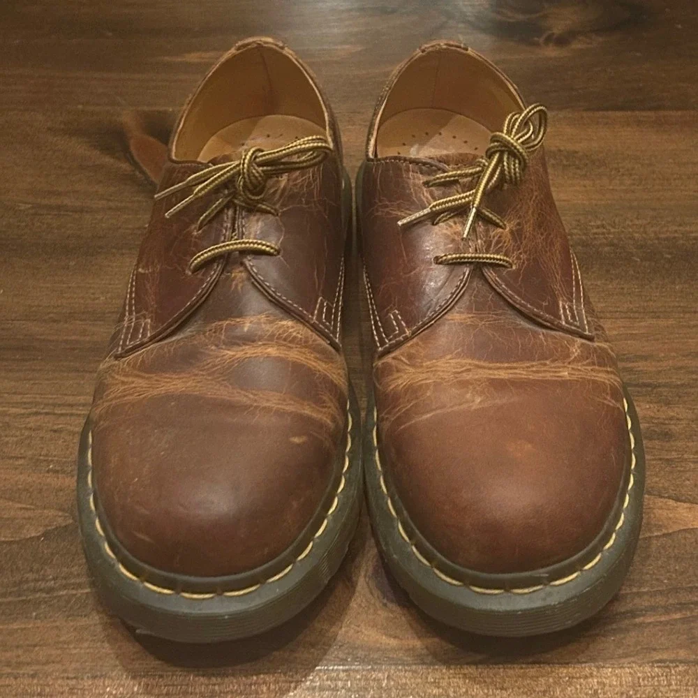 Dr. Martens 8053 Oxford Mens 8 Brown Crazy Horse Leather 5-Eye Padded Collar